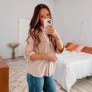 La Serein Dusty Pink Button Down Top • Size Large